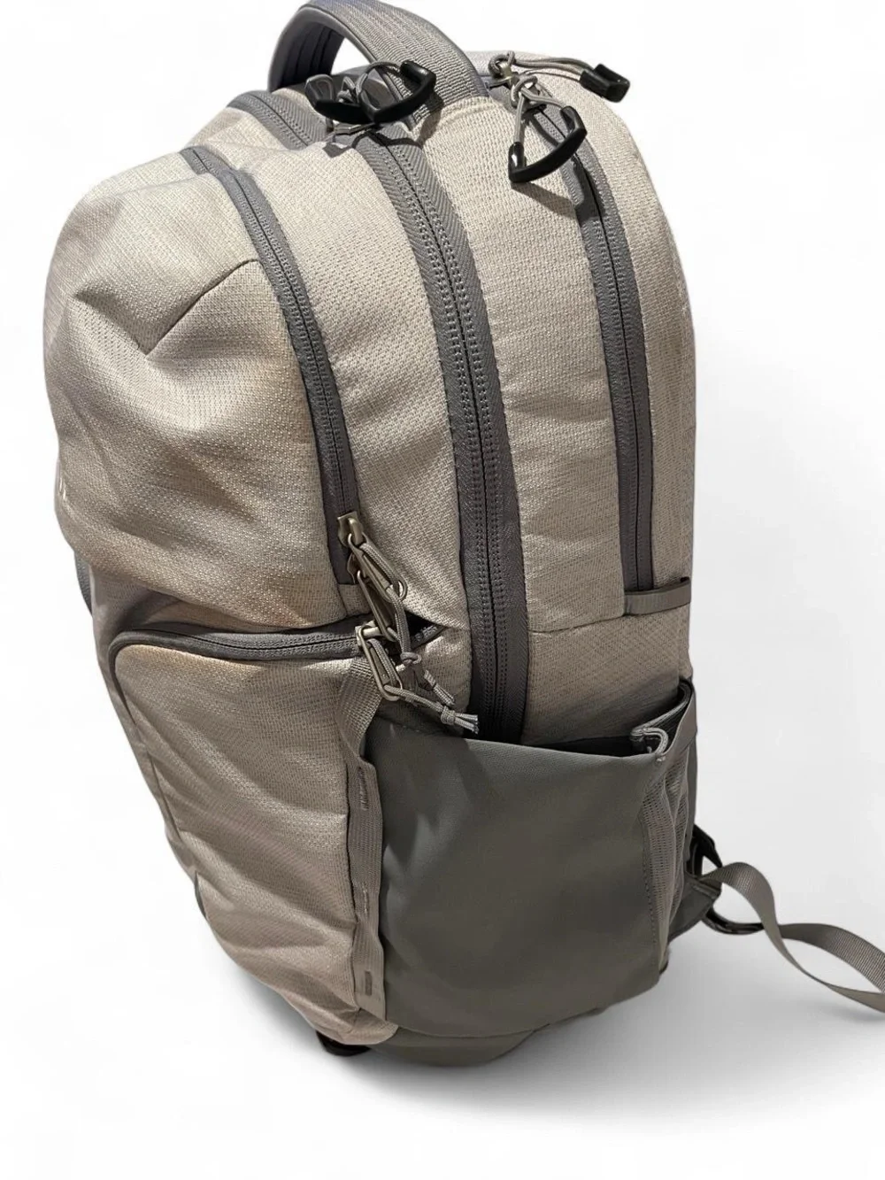 The North Face Light Gray Backpack with Dark Gray Accents